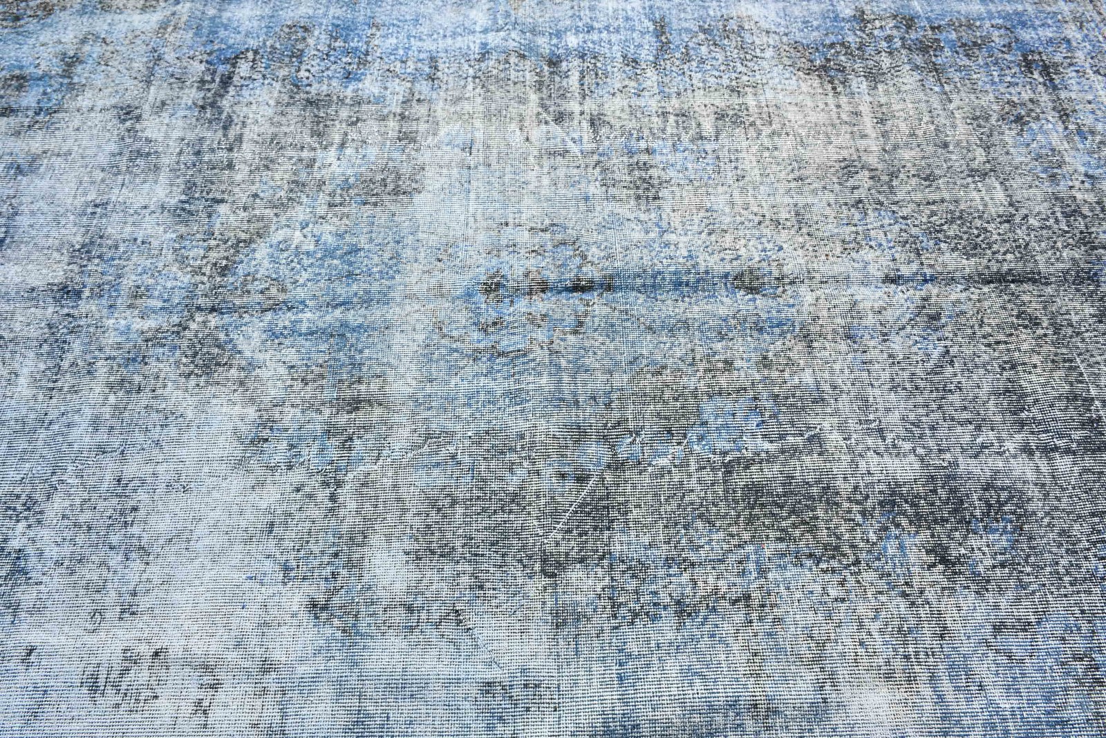 Vintage Turkish Rug, 6,7×10,4 ft Large Rug, Blue Gray Oriental Wool Rug