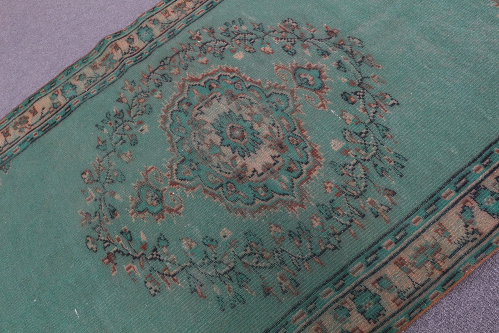 5,2×8,3 ft Vintage Turkish Rug, Large Rug, Green Wool Rug