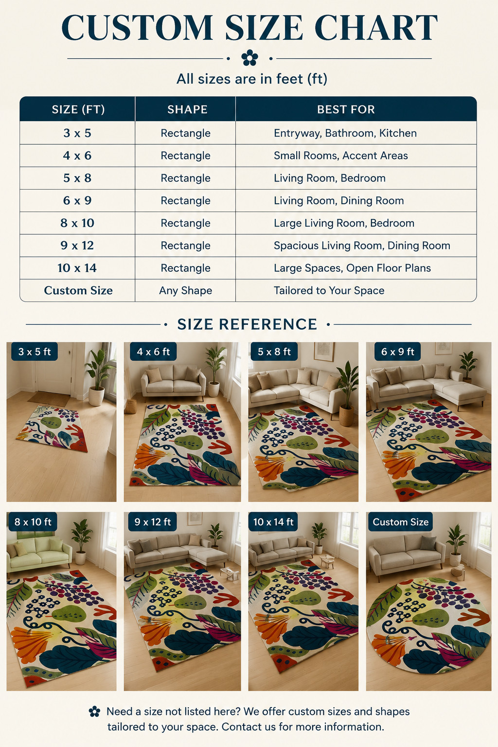 Luxury Hand Tufted Botanical Wool Rug – Handmade Custom Area Rug