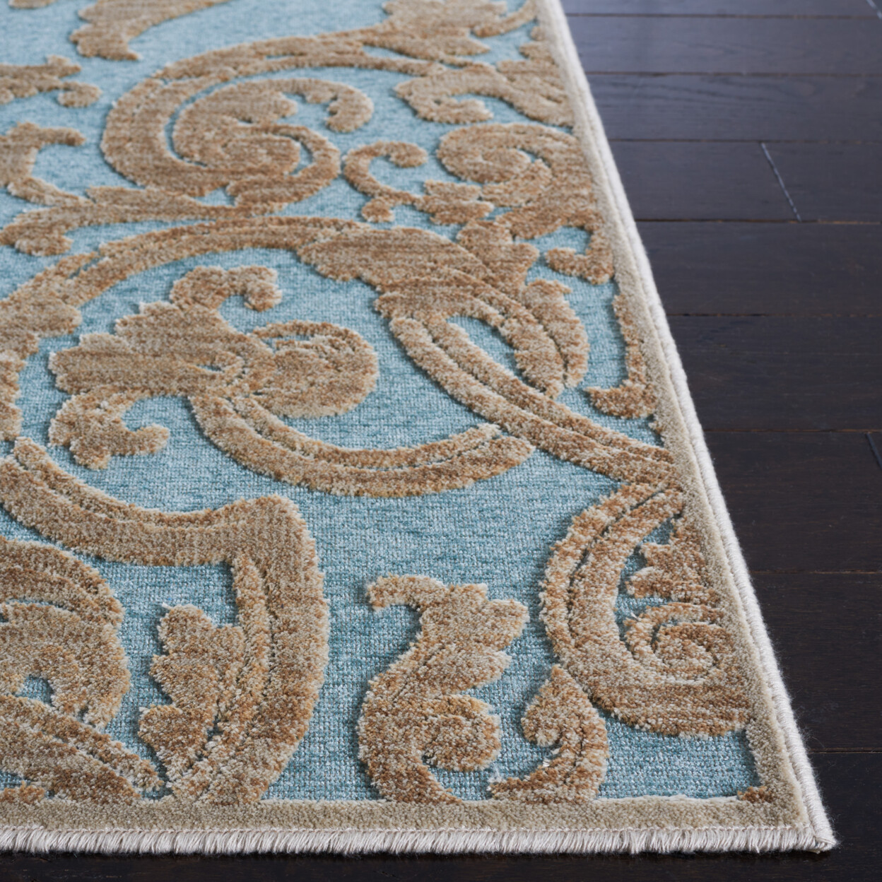 SAFAVIEH Paradise Collection PAR348-3470 Stone / Aqua Rug