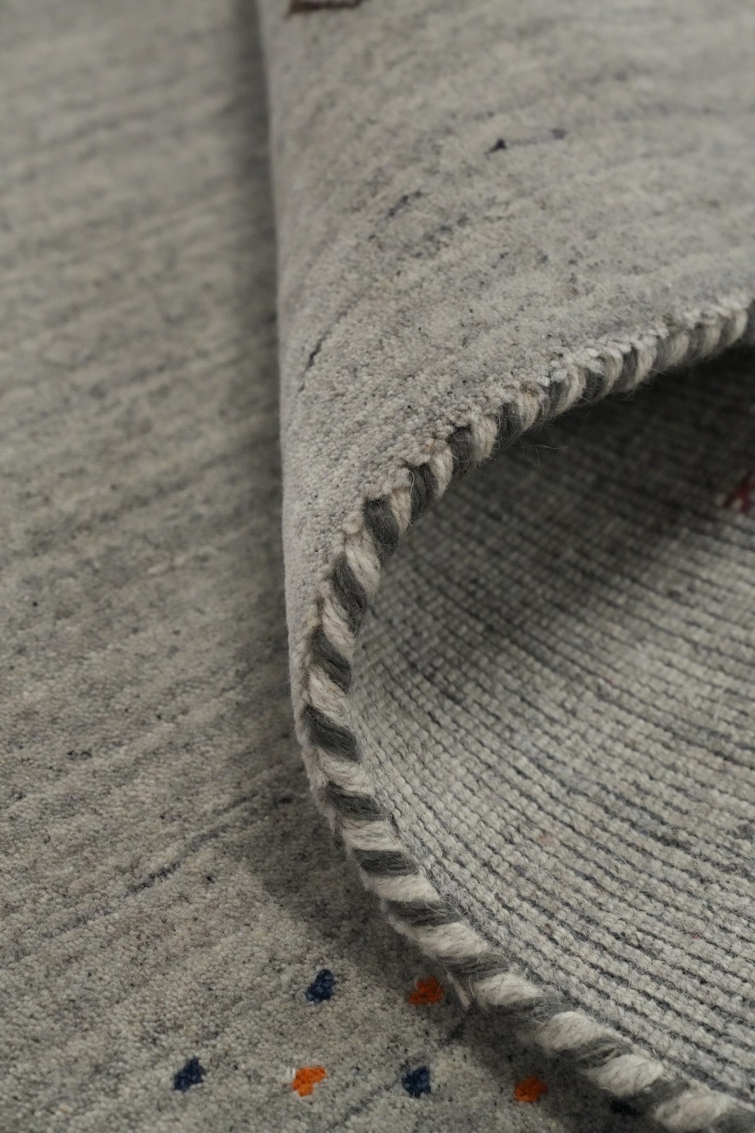 Gray Area Rug 5×8 Handmade Wool with Subtle Tribal Accents