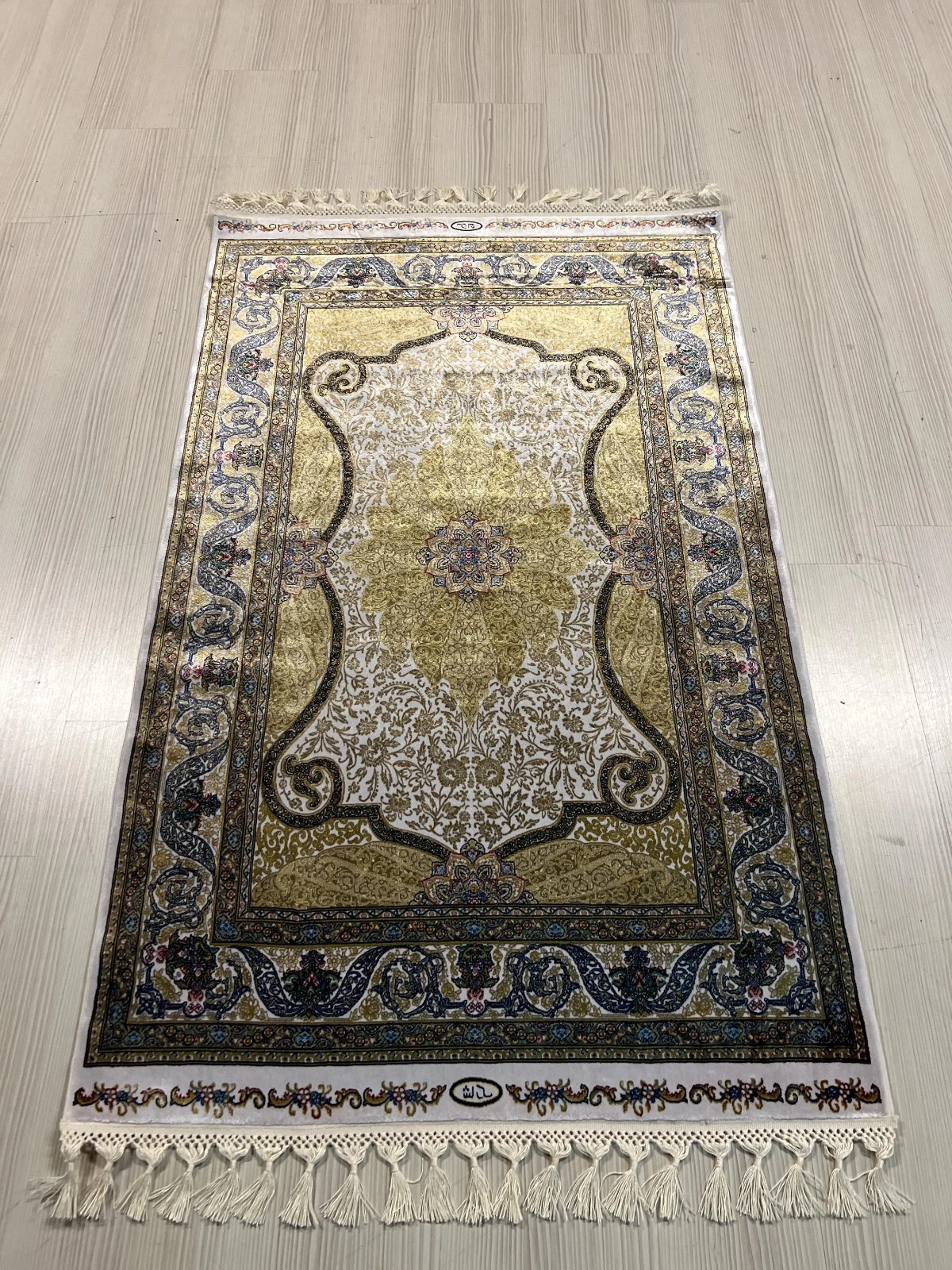 2×3 ft Green Turkish Floral Modal Silk Rug, Gift Silk Rug