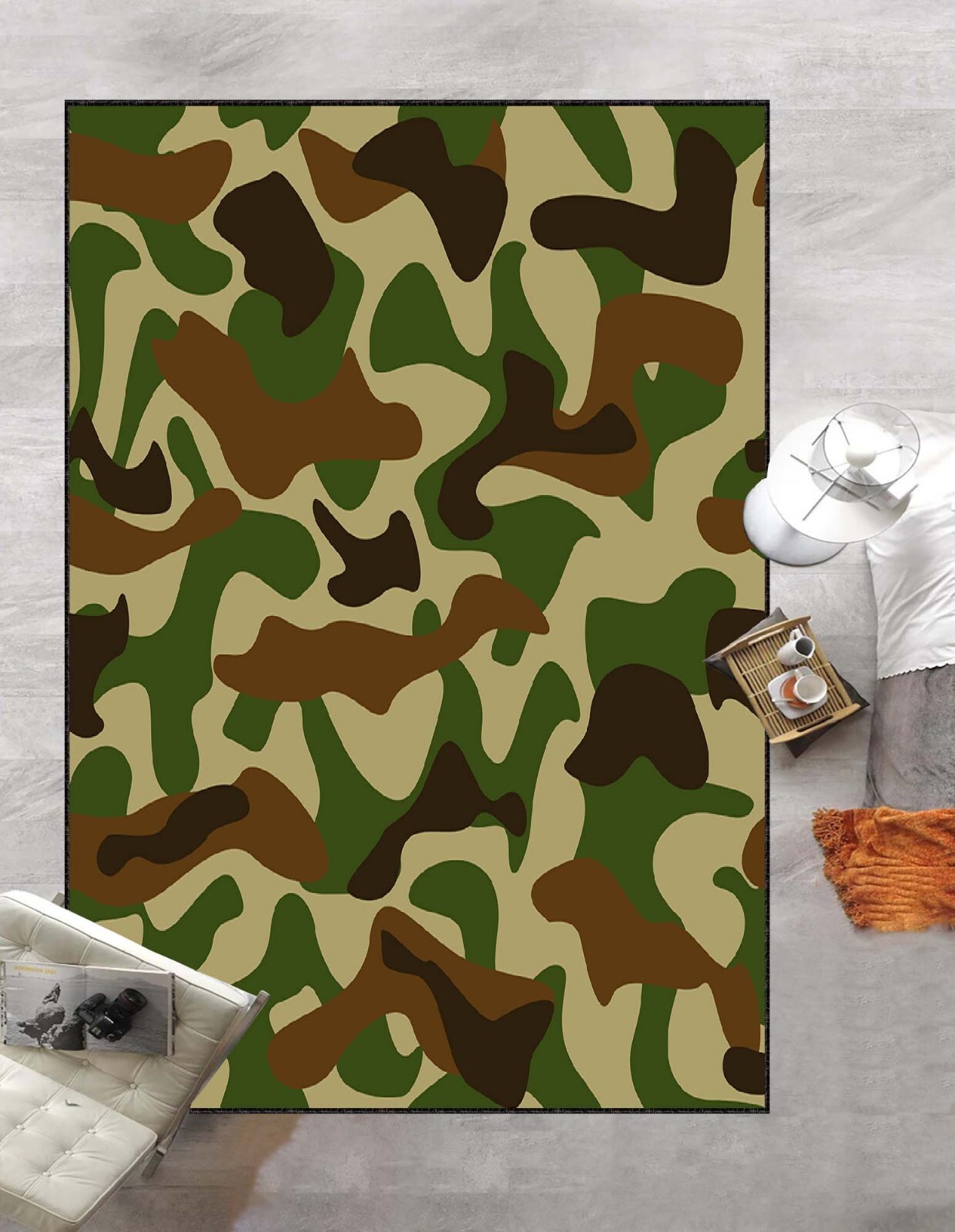 Army Military Patterned Camouflage Rug