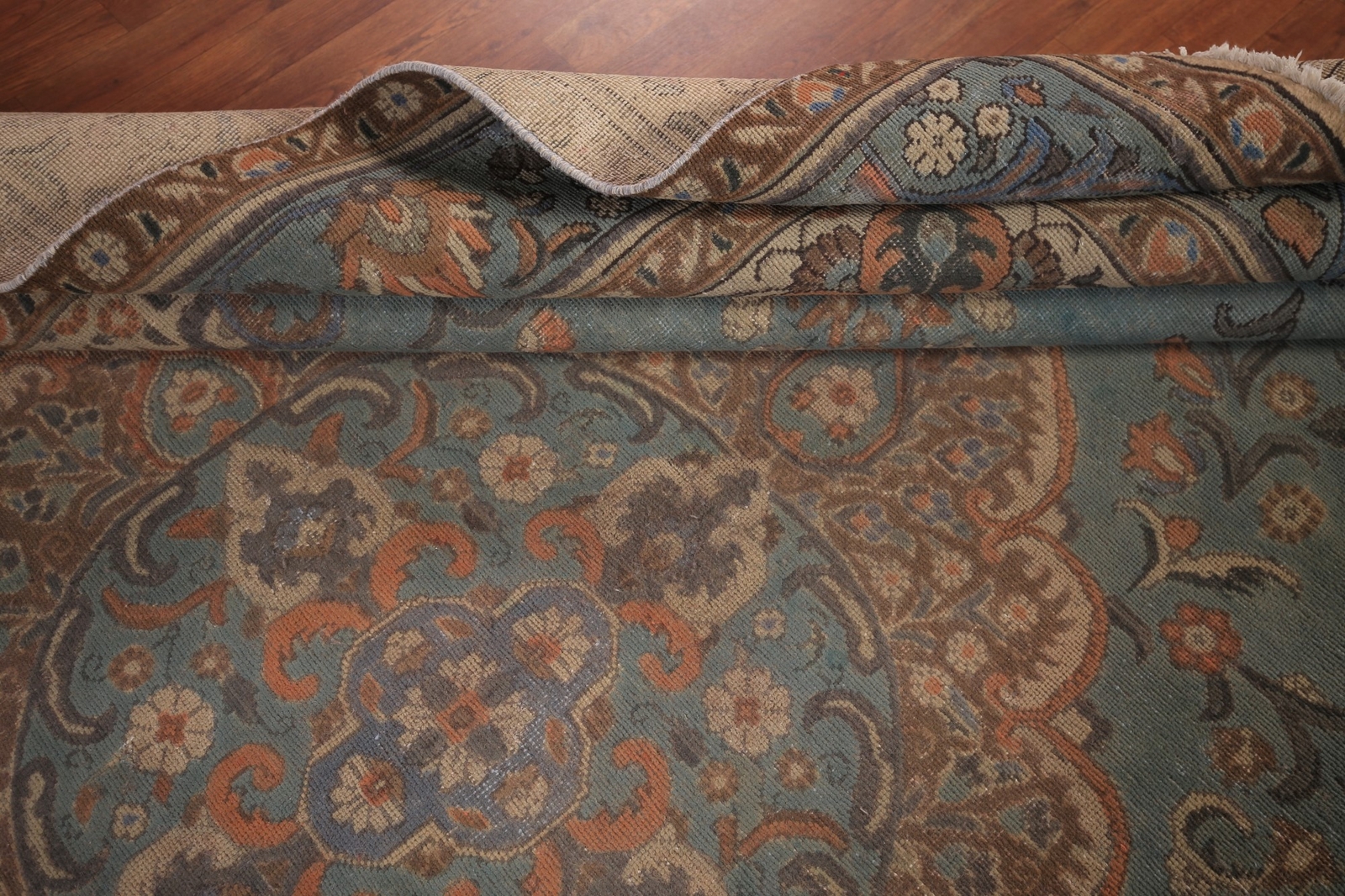 Vintage Blue Handmade Traditional Distressed Living Room Rug 10×13 ft.
