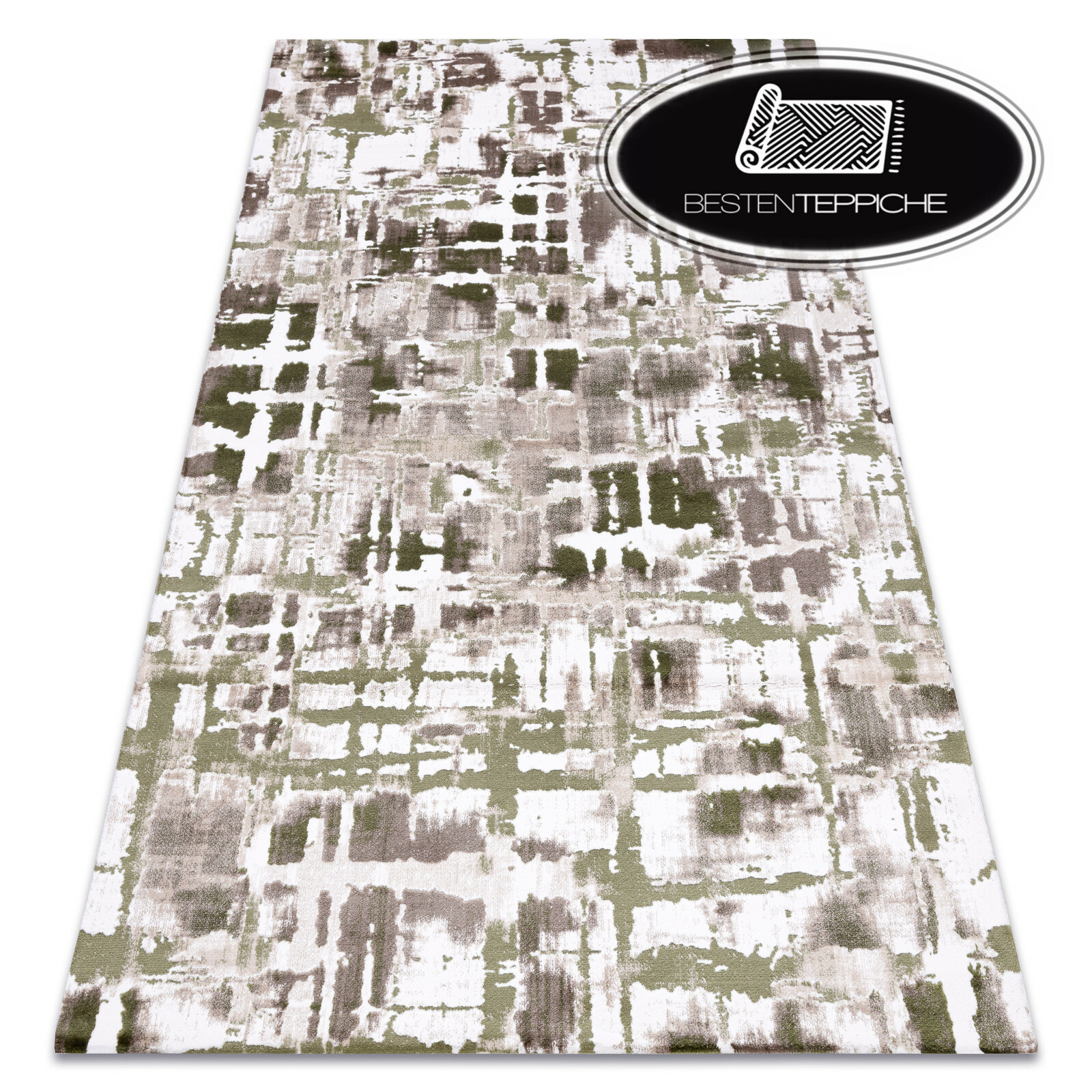 Modern Thick And Dense Woven Rugs ” Dizayn ” Acrylic 8843 Green Soft Exclusive