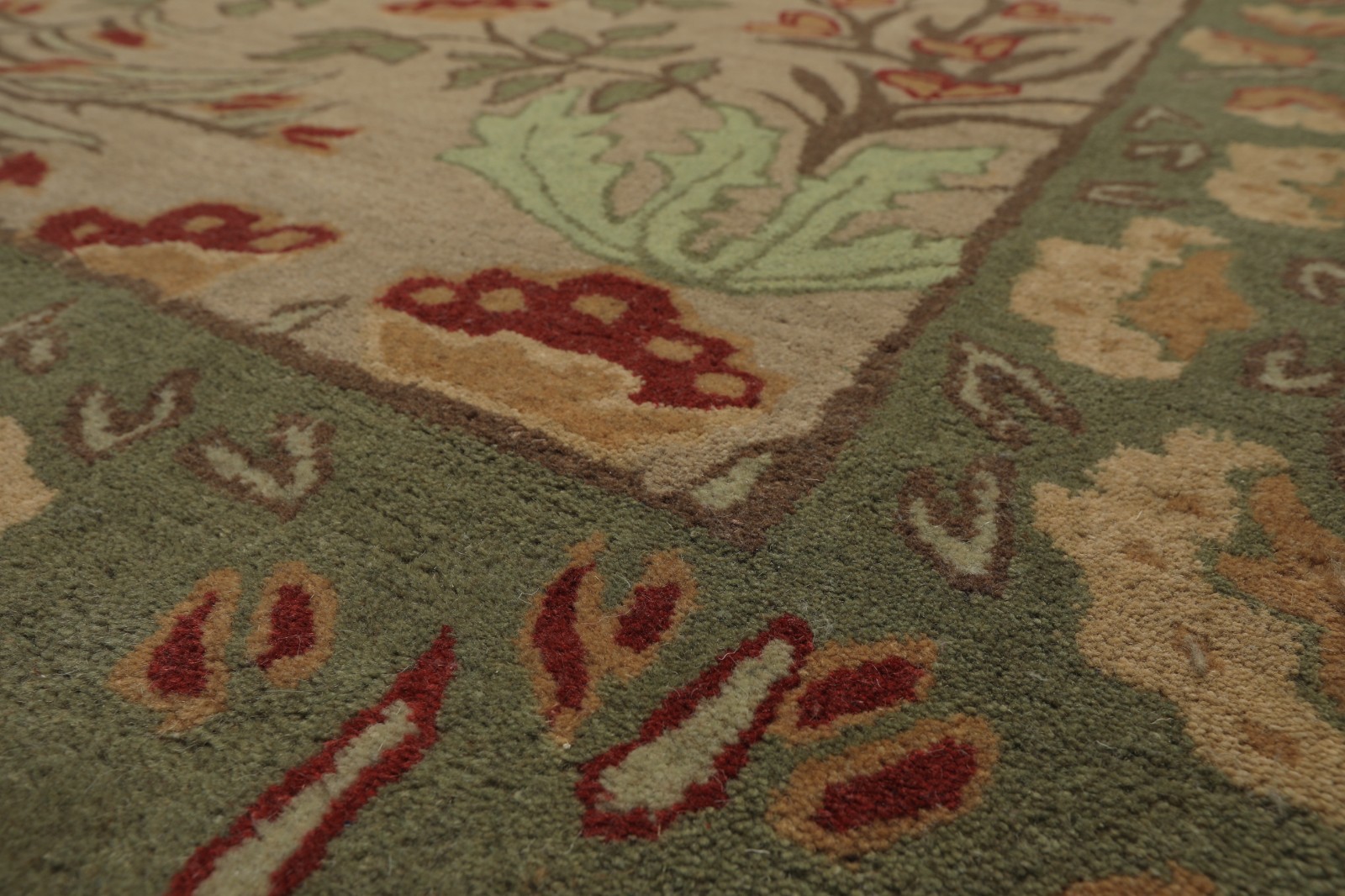 Multi Size Handmade Transitional Wool Botanical Floral Area Rug Beige