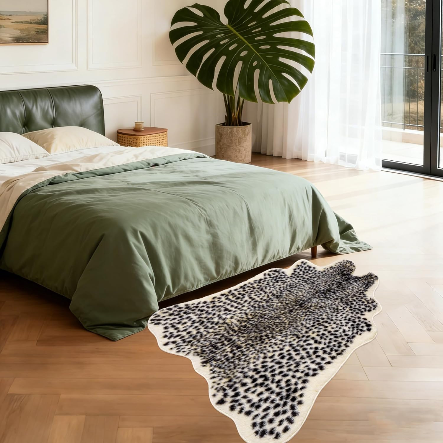 Leopard Print Rug, Cute Faux Cheetah Rugs Cowhide Skin Fur Rug Animal Printed Ar
