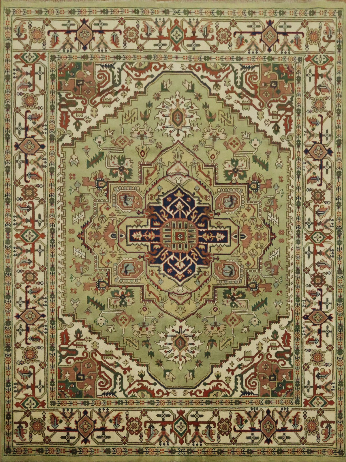 Sage Green 9×12 Traditional Oriental Area Rug in Geometric Pattern