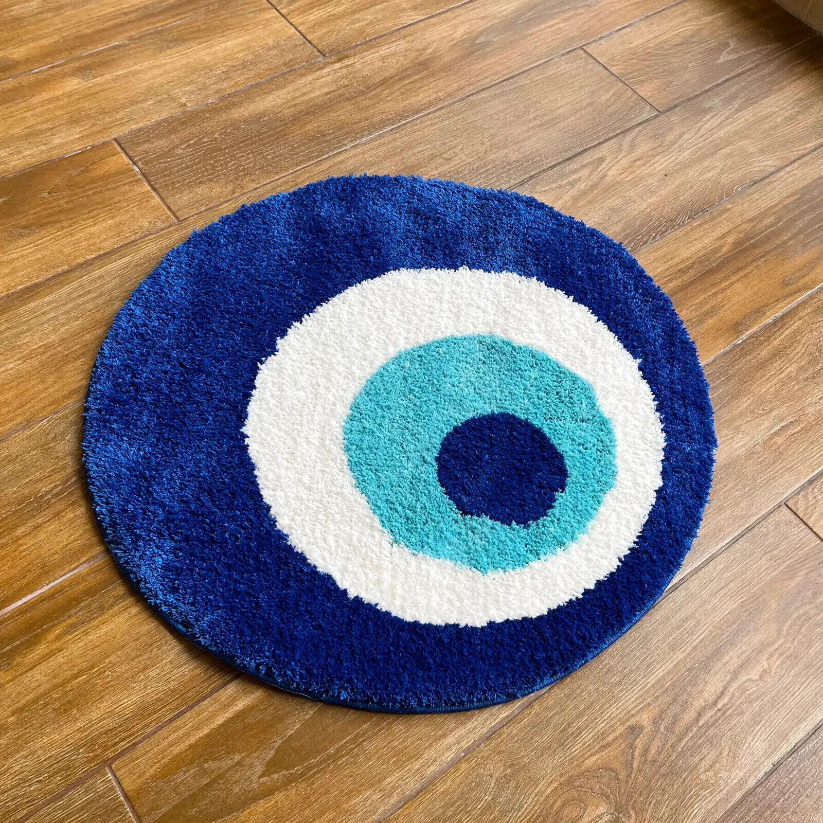 Handmade Evil Eye Circle Rug Carpet Plush- Fluffy Runner Rug for all Rooms