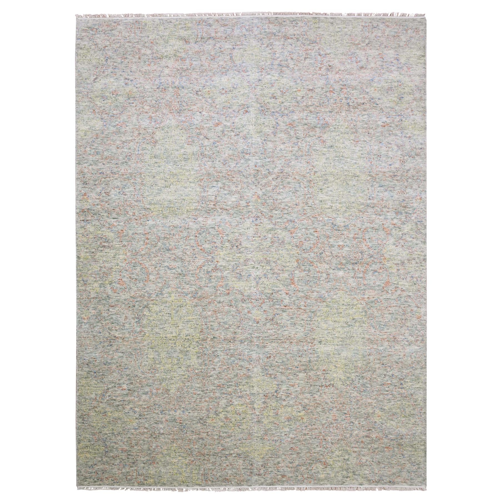 8’10” x 12′ Colorful Modern Salt and Pepper Design Wool Hand Knotted Rug R75189
