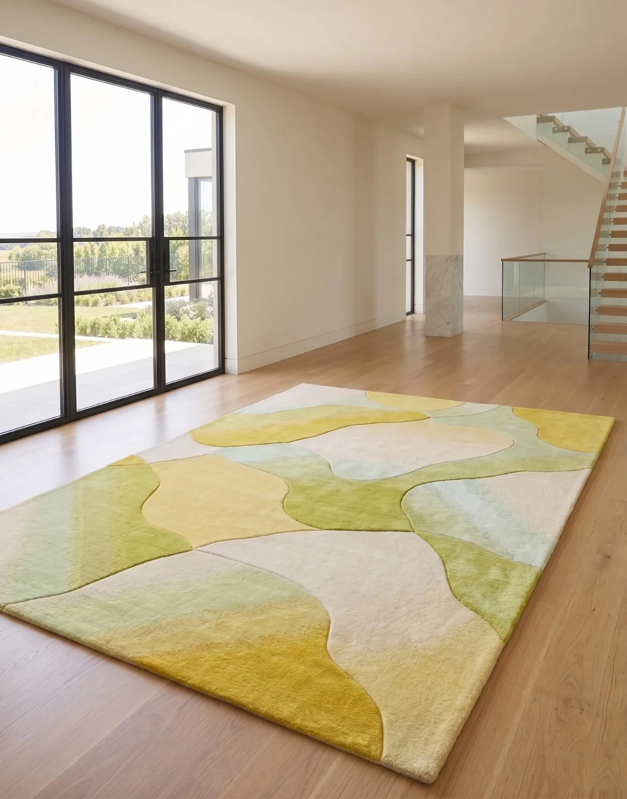 Hand Tufted Wool Modern Green & Yellow Area Contemporary Soft Carpet
