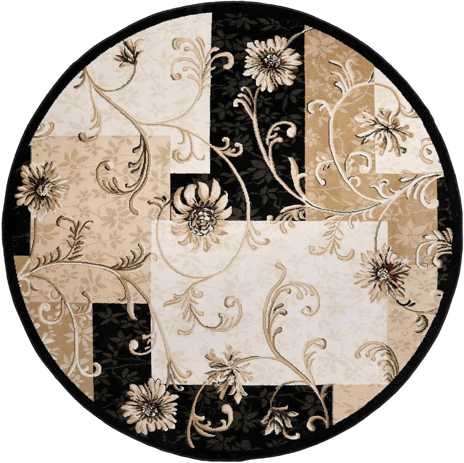 Optimum 11025-450 Black 7-Feet 10-Inch round Transitional Area Rug