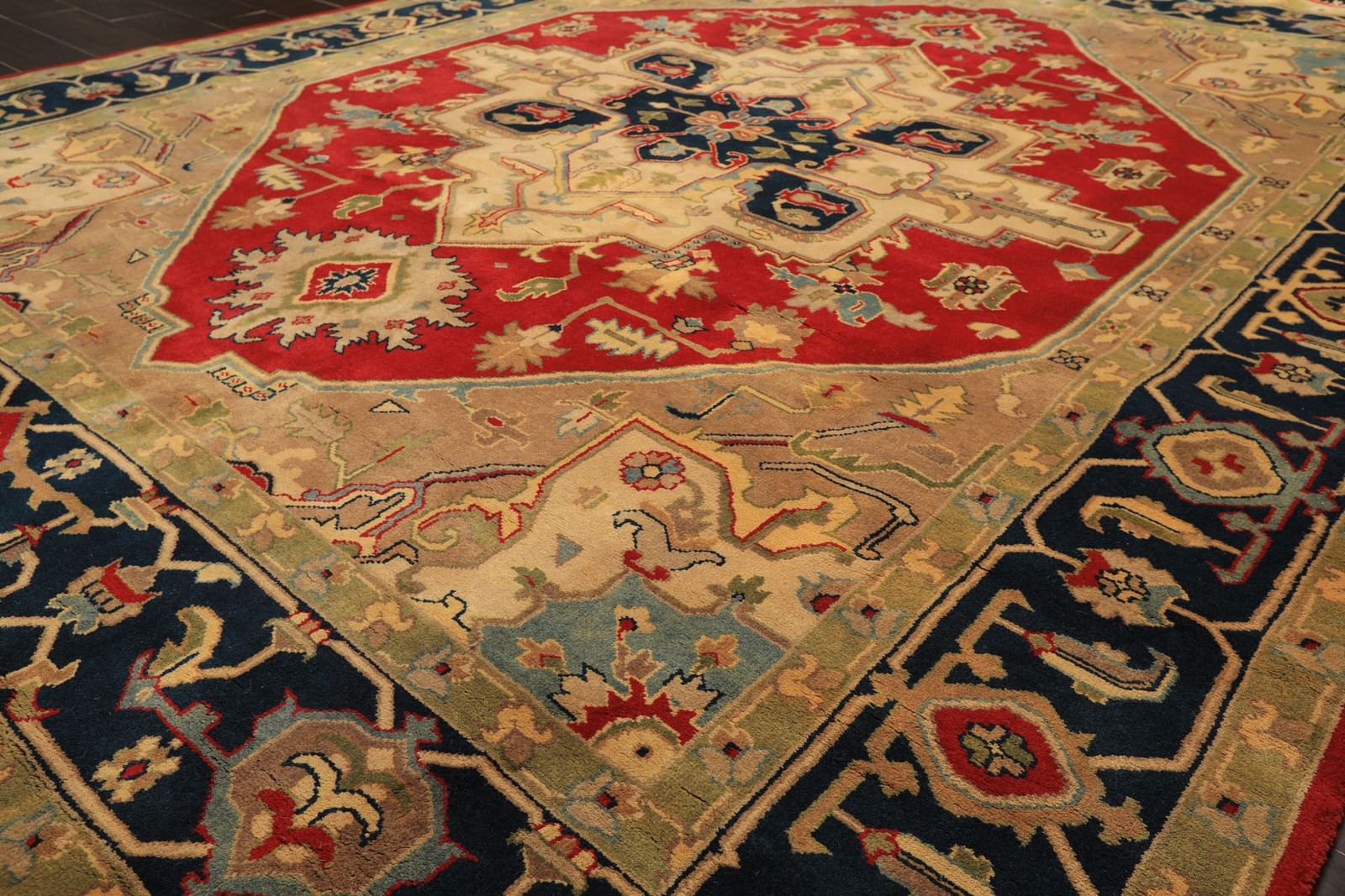 Kalaty 7’11″x9’9″ Hand Knotted Wool Red Indo Herizz Plush Pile Velvety soft Rug