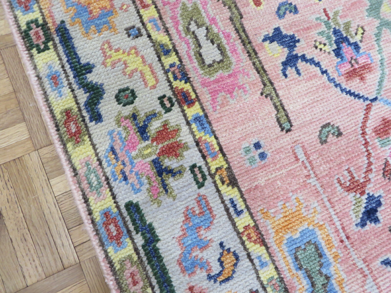 3 x 19’10 Runner Hand Knotted Pink Turkish Oushak Oriental Rug G8572
