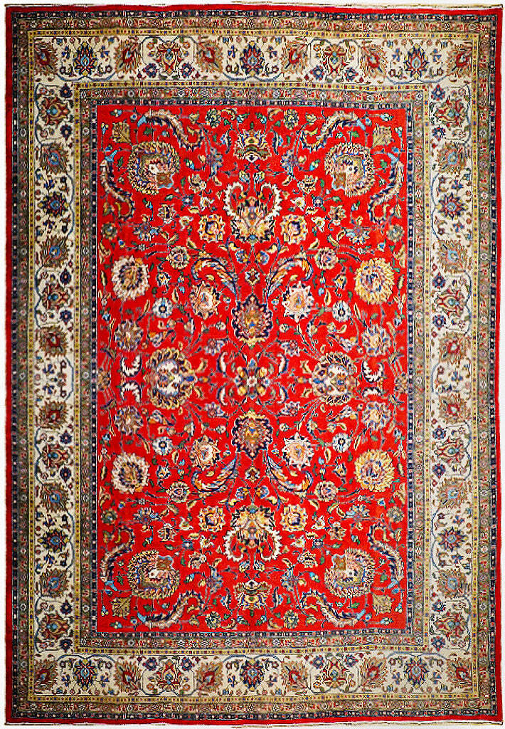 11′ x 13′ Red Orange Signed Perssiaan Tabreez Red Rug 74583
