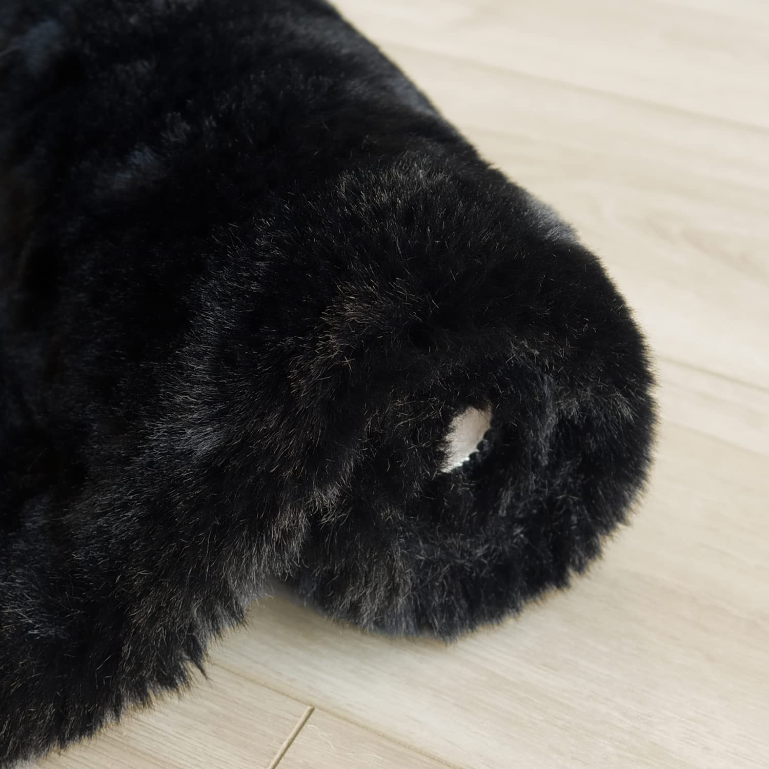 Black Rabbit Shaggy Fur Rug for Bedroom Washable Furry Circle Area Rugs for L…