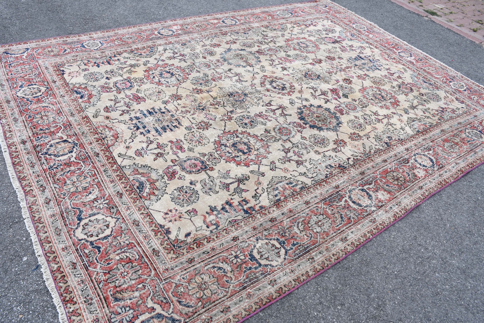 Turkish Rug, Oversize 8,1×10,9 ft Rug, Red Animal Print Rug
