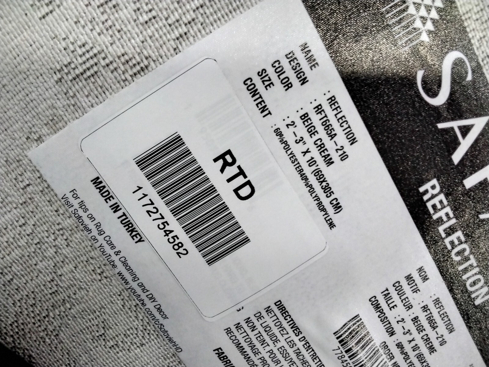 BEIGE / CREAM 2′-3″ X 10′ Damaged Rug, Reduced Price 1172754582 RFT665A-210