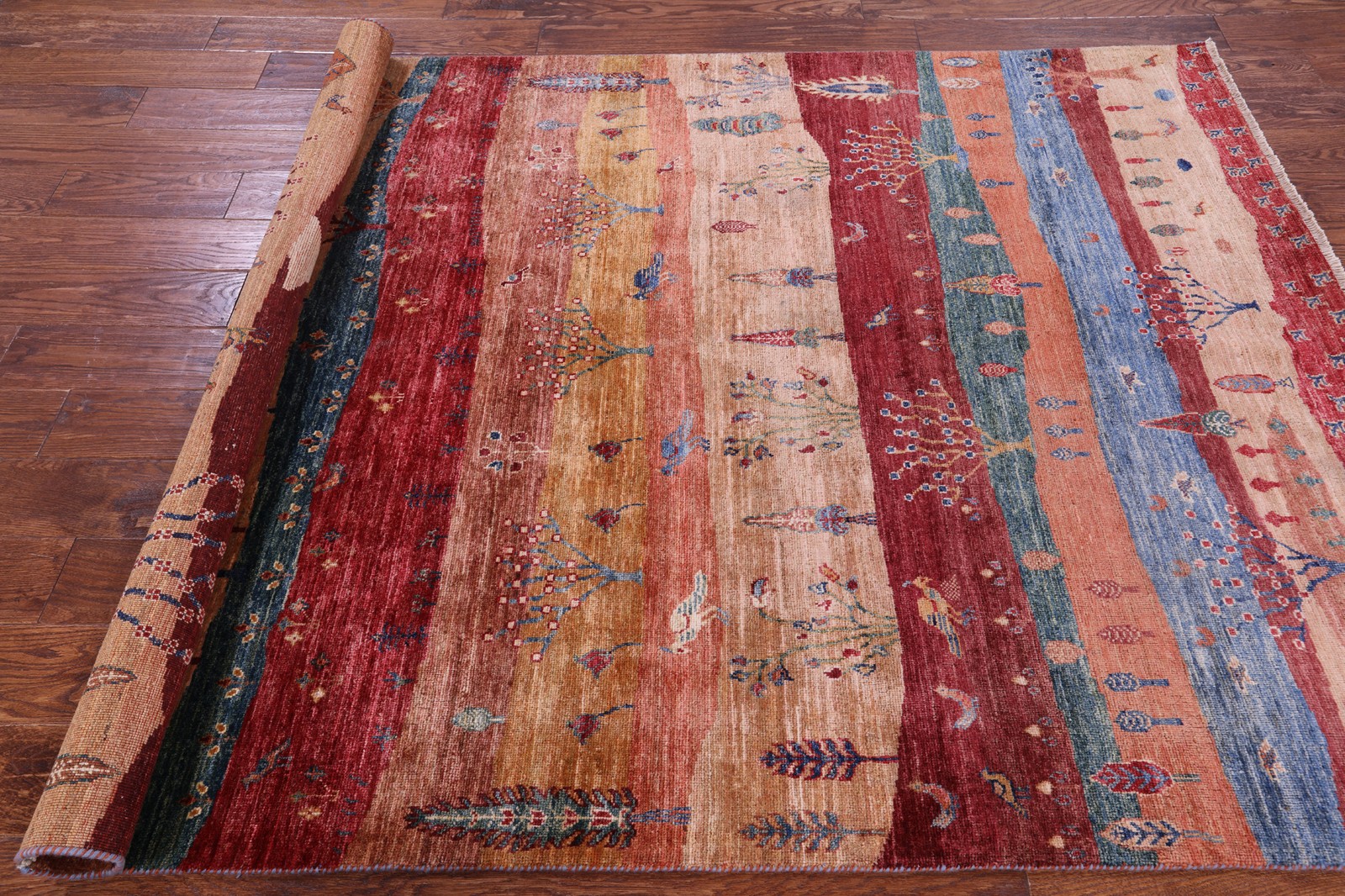 5′ 1″ X 6′ 7″ Gabbeh Tribal Hand-Knotted Wool Rug – Q23277