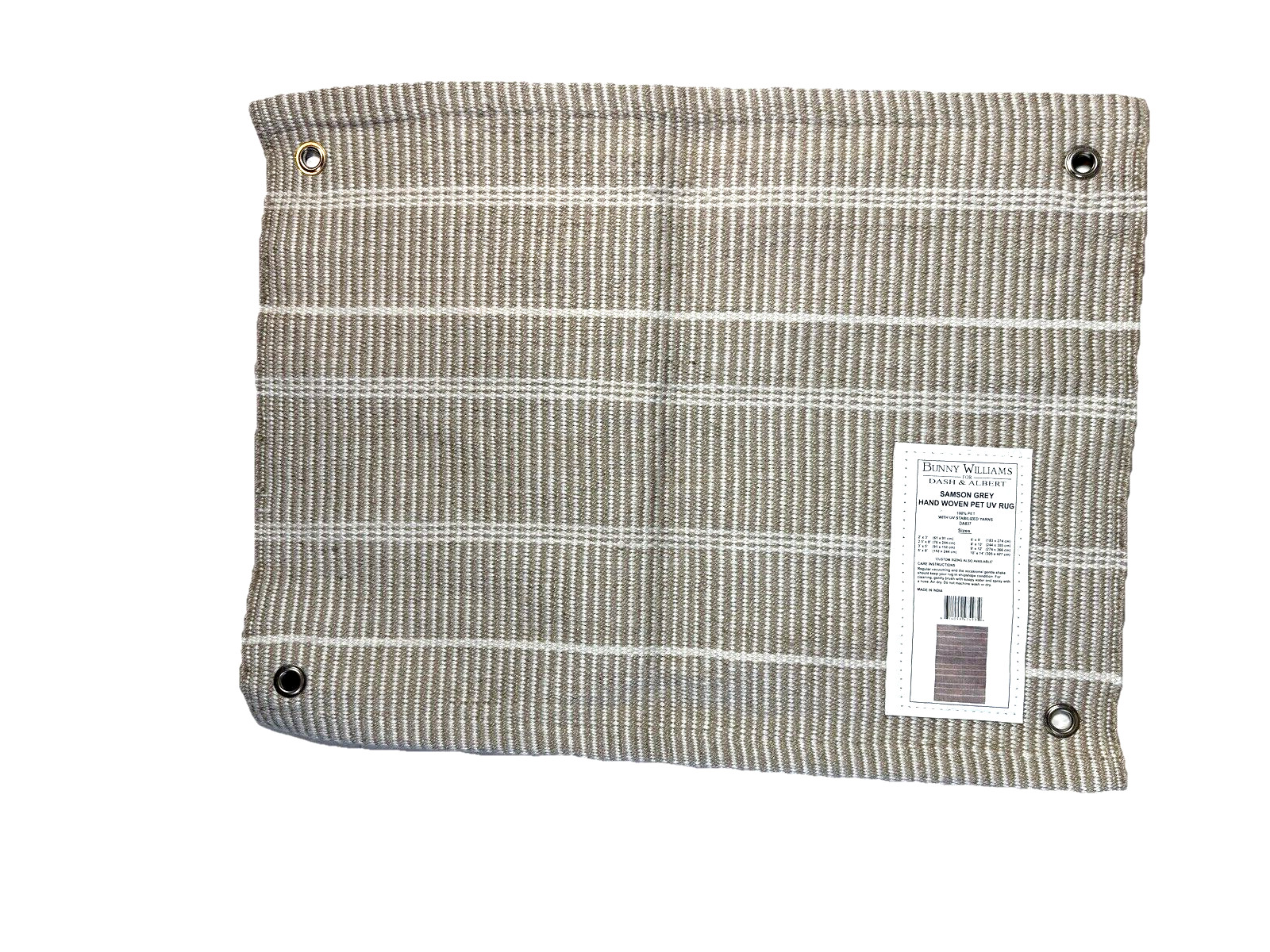 Dash & Albert Bunny Williams PET UV Rug Sample Samson Grey HandWoven Beige 23×18