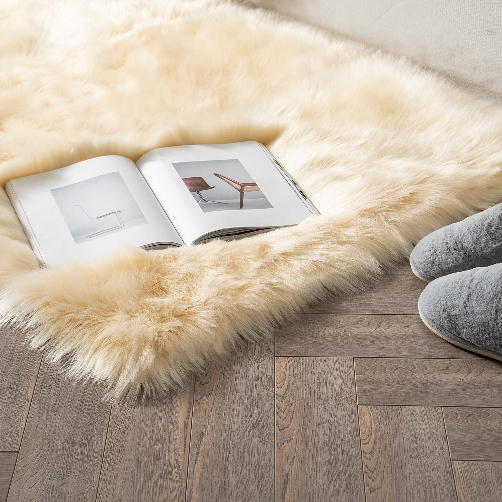 Rectangle Fluffy Faux Sheepskin Shag Area Rug Soft Carpet in Many Colors+ Sizes