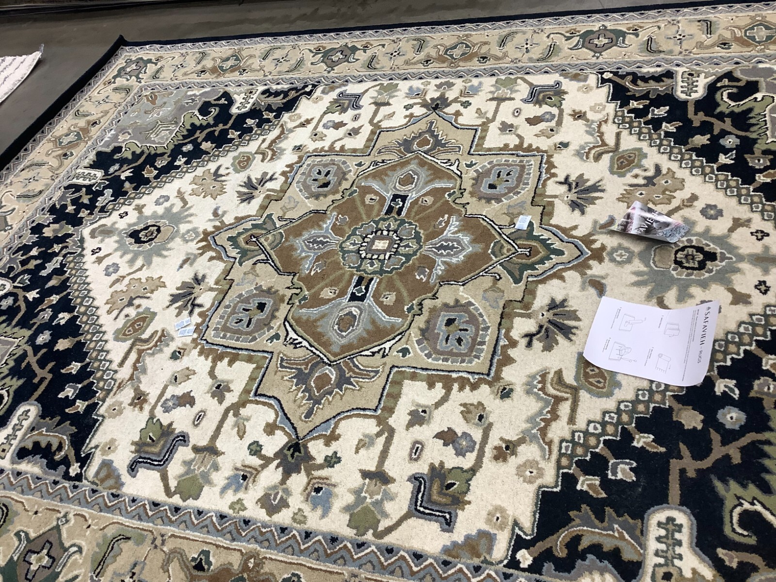 BEIGE / NAVY 9′-0″ x 12′-0″ Back Stain Rug, Reduced Price 1172680800 HG625D-9