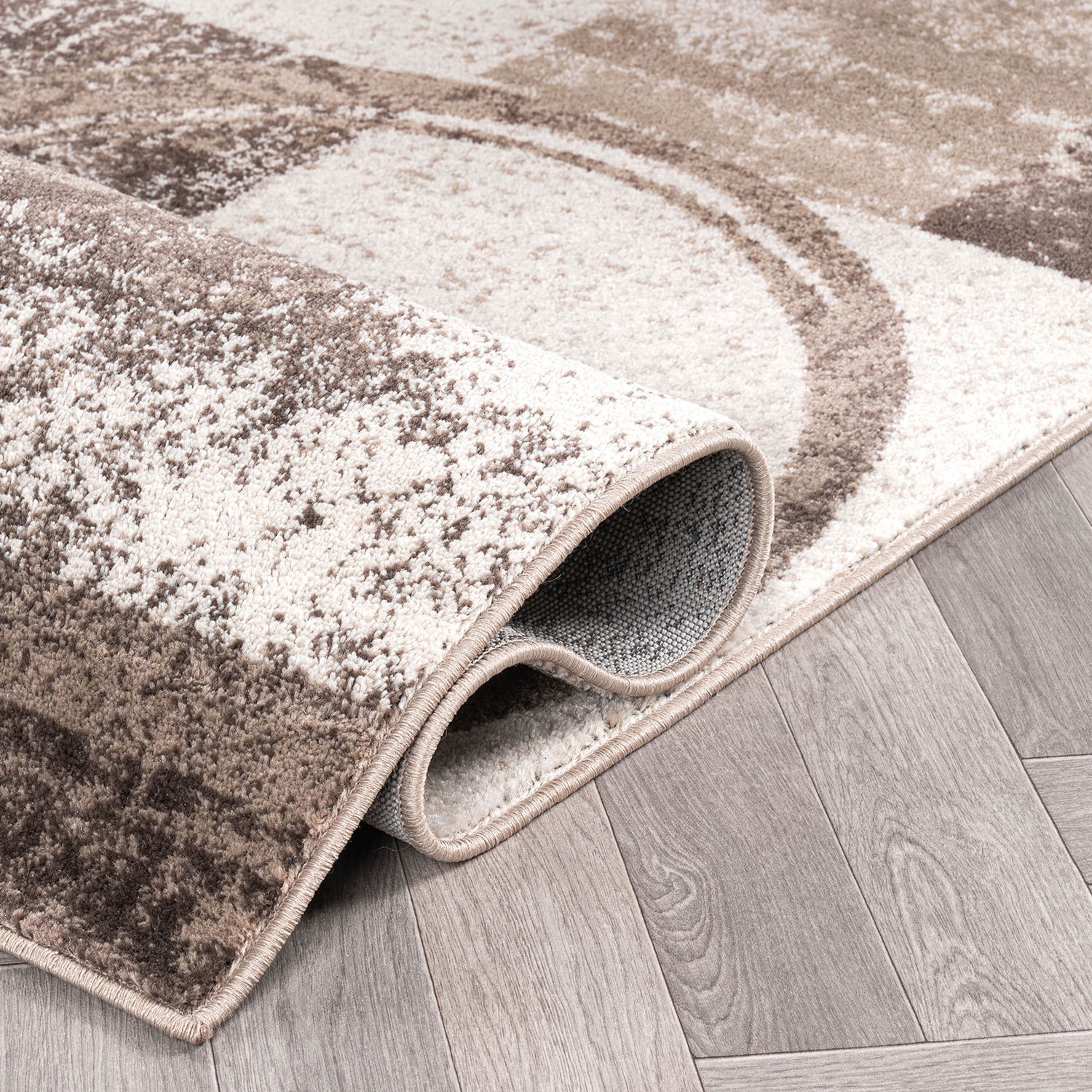 Rugshop Area Rug Abstract Circle Rugs for Living Room Bedroom Carpet Brown Rugs