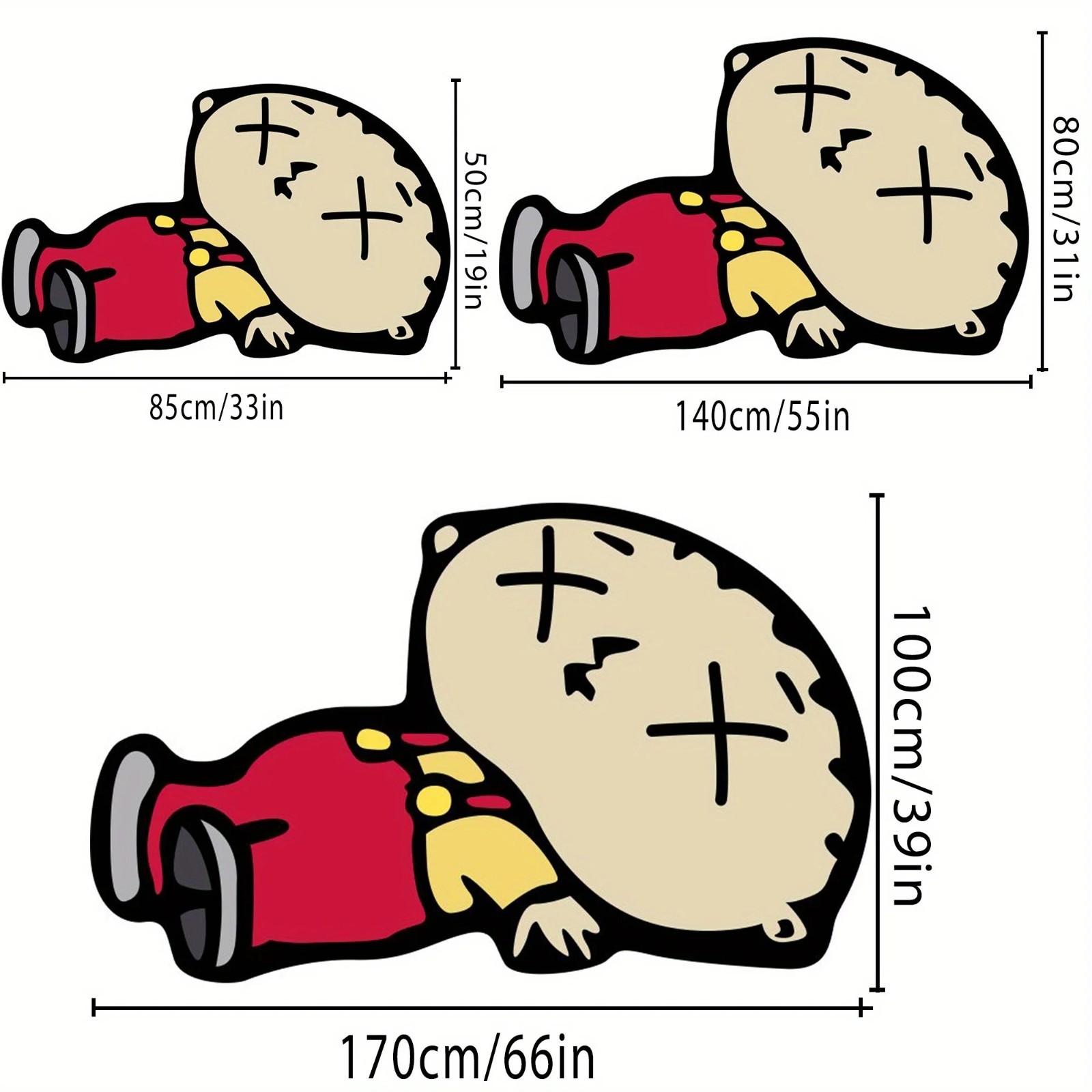 VIKAMA Funny Cartoon Character Rug Soft Carpet for Bedroom Living Room Decor