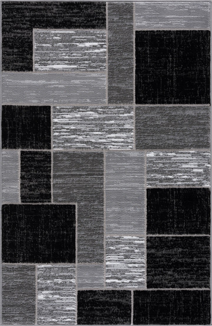 L’Baiet Verena Black Geometric 5 ft. x 7 ft. Fabric Area Rug