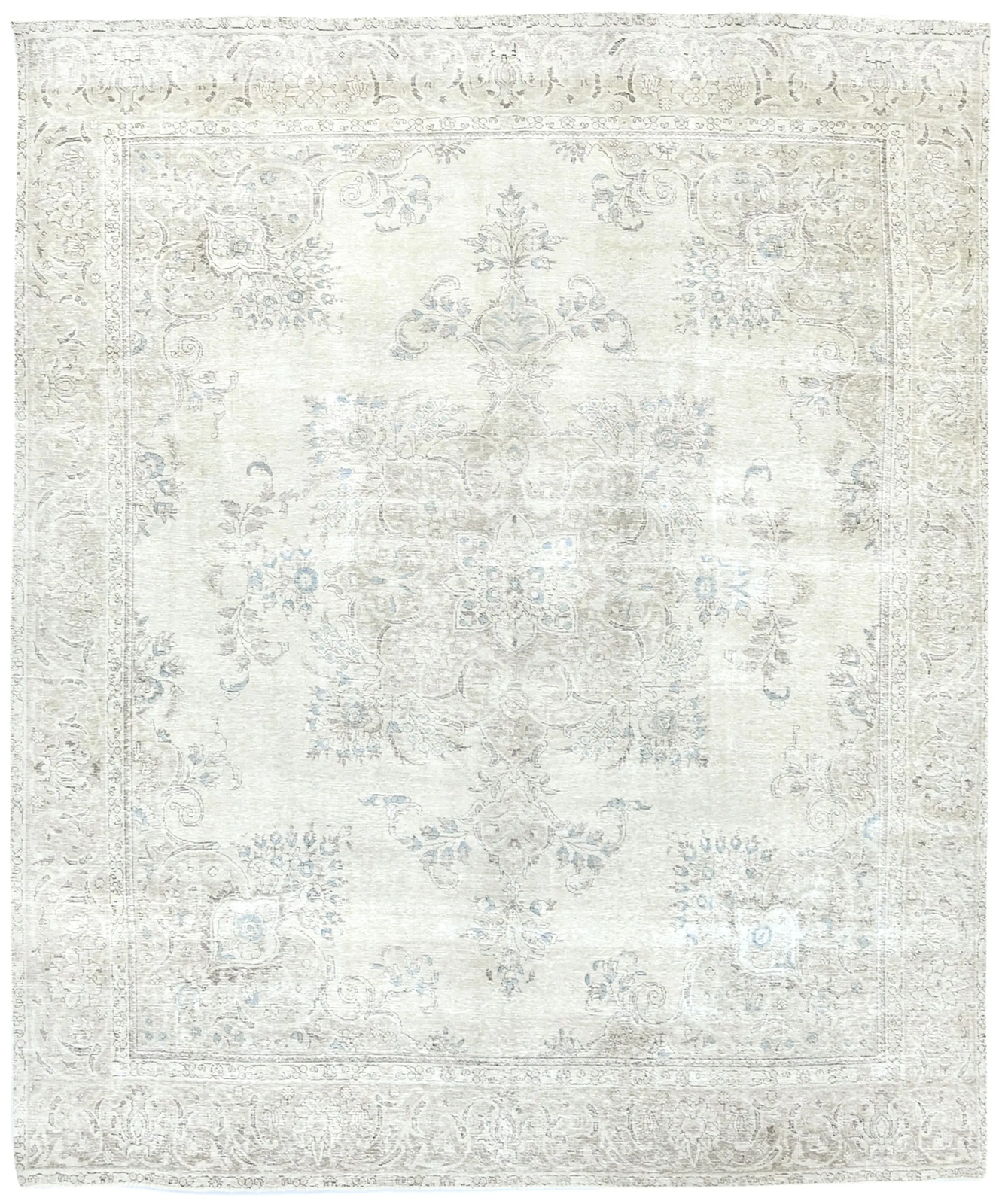 Antique Distressed Floral Medallion Rug Muted Vintage Oriental Carpet 10X11’6 ft