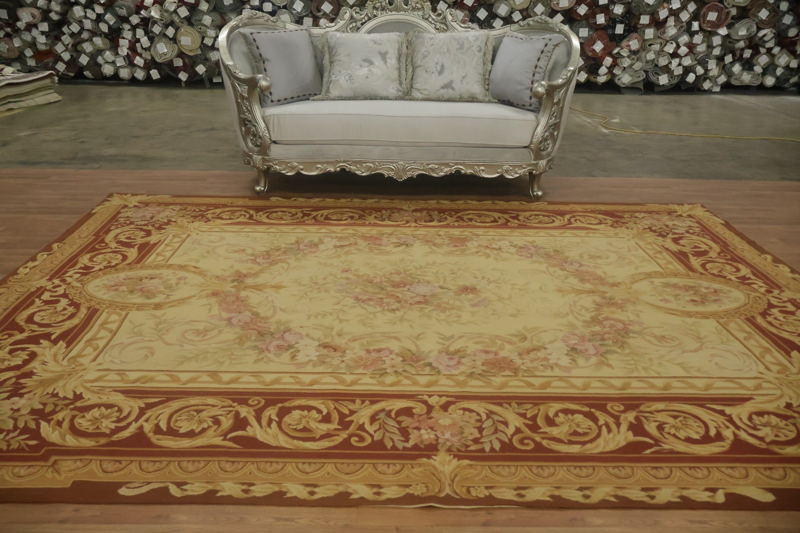 Chinese Aubusson Tapestry Area Rug 9×12 Living Room Needle-Point Oriental Carpet