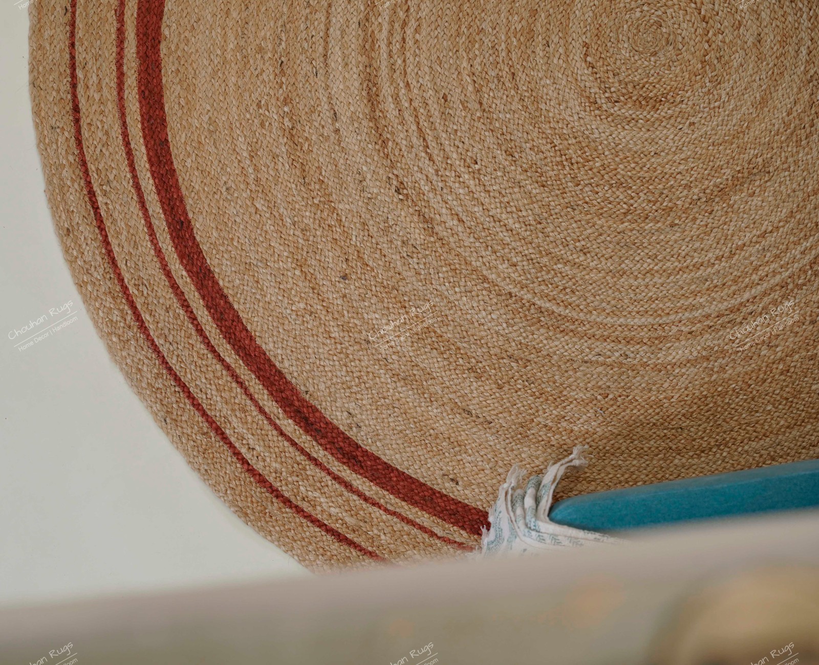 Natural Farmhouse Area Rug with Red Border Living Room, Bedroom, Home decor rug