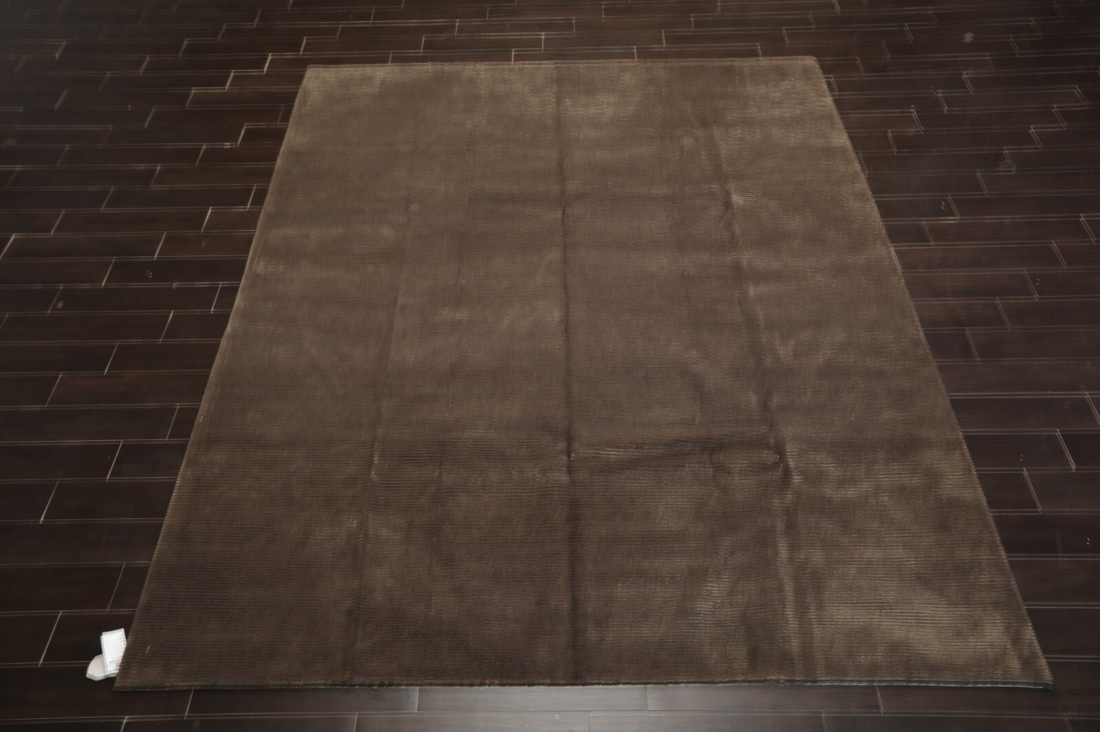 Designer Ribbed Hand Knotted Wool & Silk Tibetan Area Rug Brown 8’2″ x 10’1″
