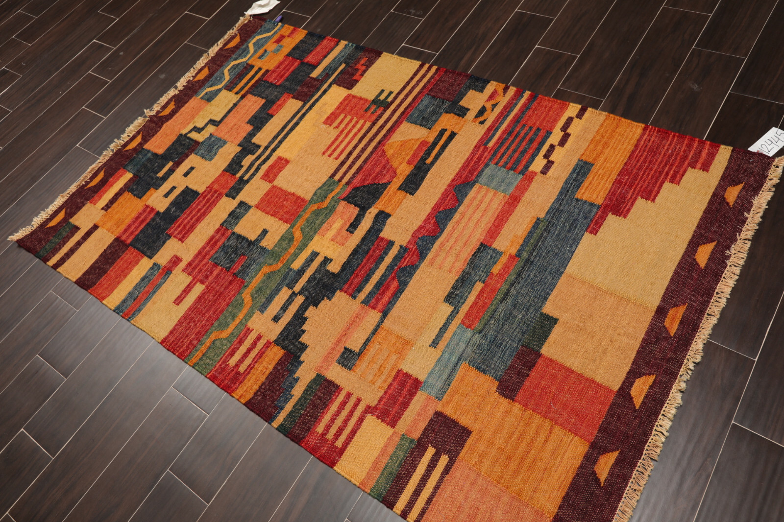 4′ x 6’3″ Hand Woven Wool Turkish Kilim Flatweave Area Rug Contemporary