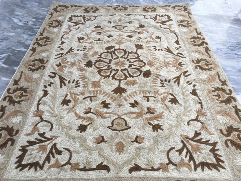 Lot of 2 Vintage Hand Woven Chain Stitch Oriental Floral Wool Rug 2×3 ft