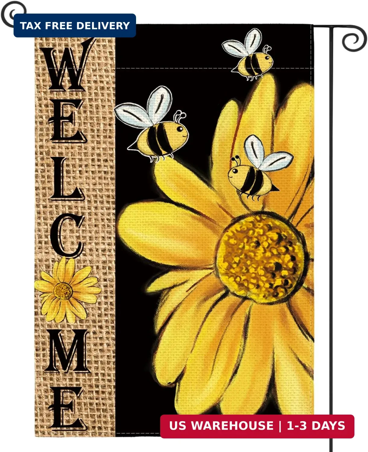 AVOIN colorlife Spring Summer Bee Welcome Sunflower Garden Flag 12×18 Inch | Dou