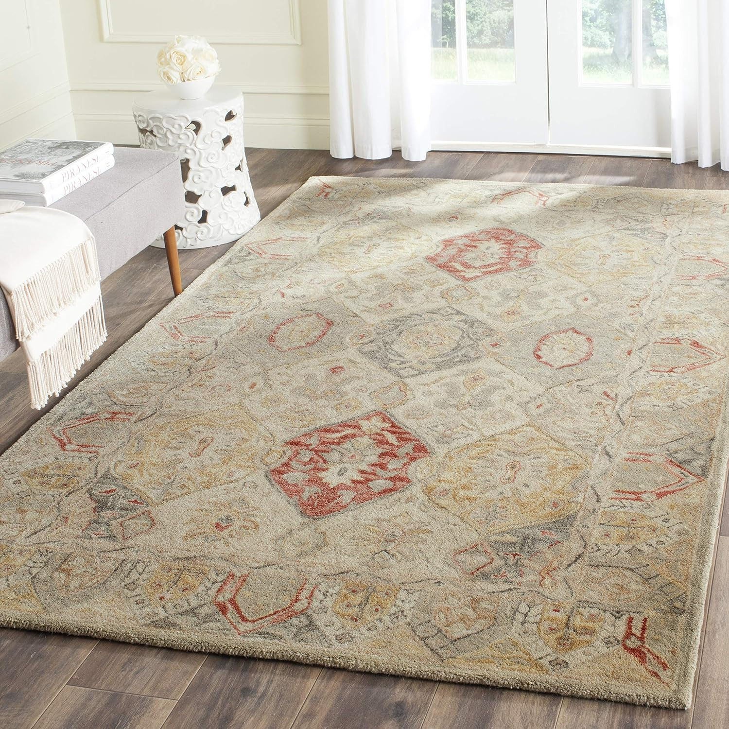 Handmade 5′ x 8′ Beige/Multi Oriental Wool Area Rug – Antiquity Collection