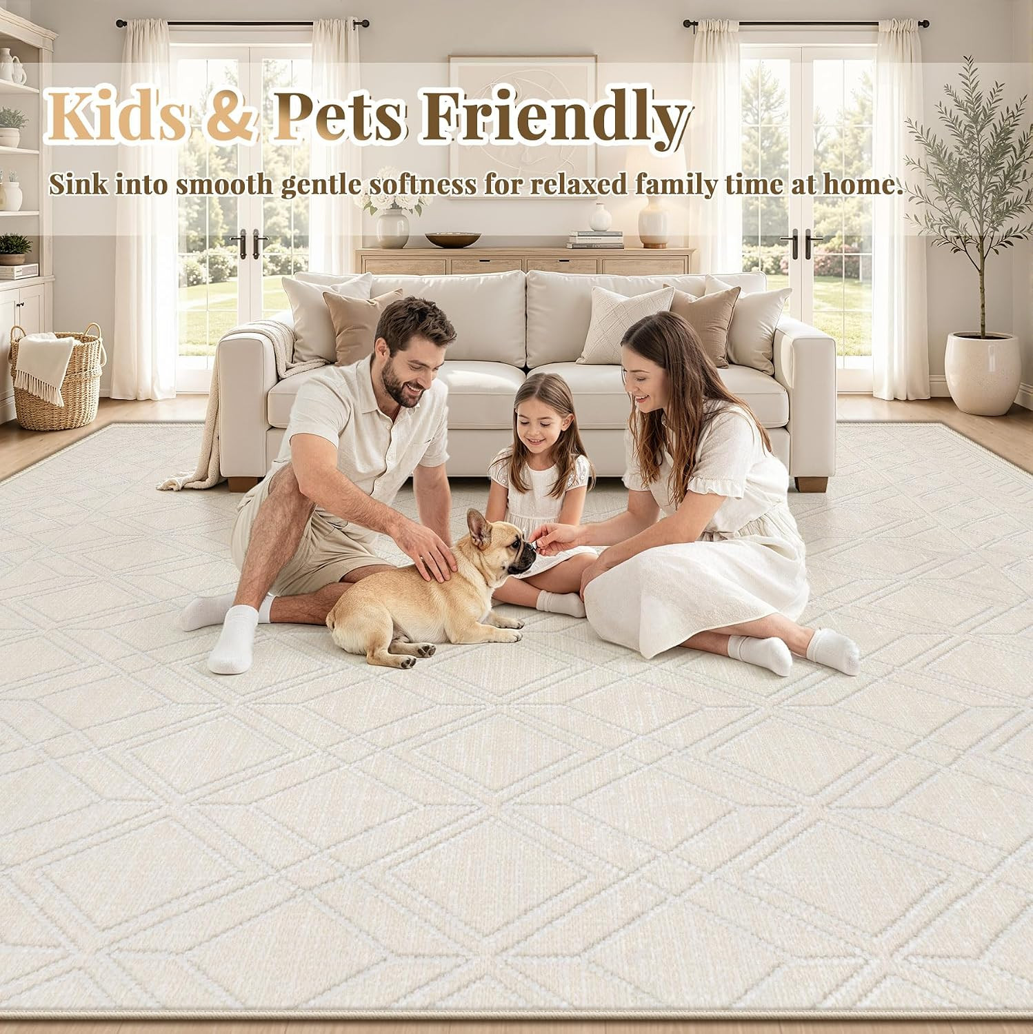 5X7 Area Rugs Washable Rug: Geometric Moroccan Farmhouse Rugs Large Living Room