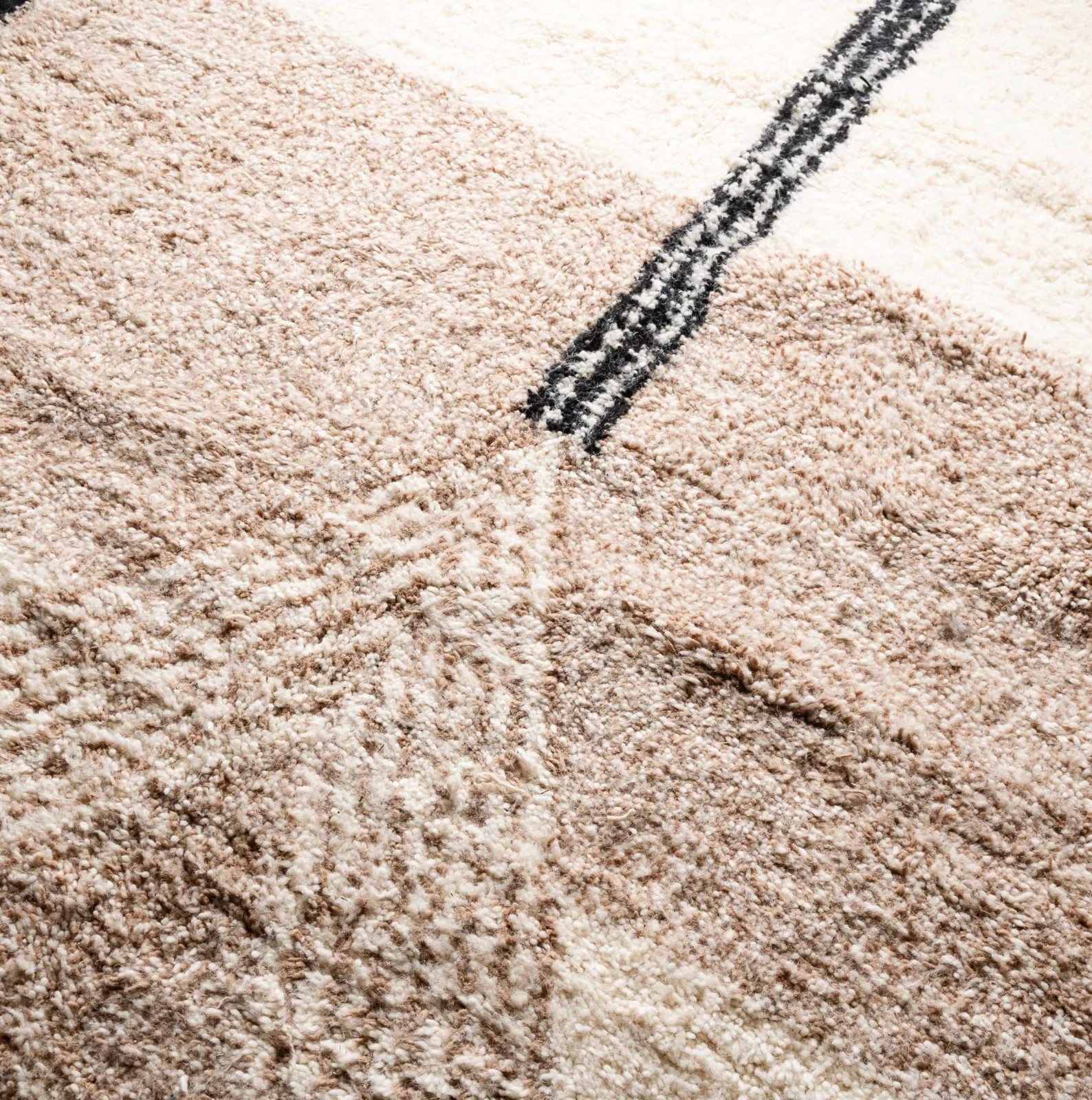 Rug for living room, Handmade Moroccan Wool Rug, Ivory and Brown Berber Carpet