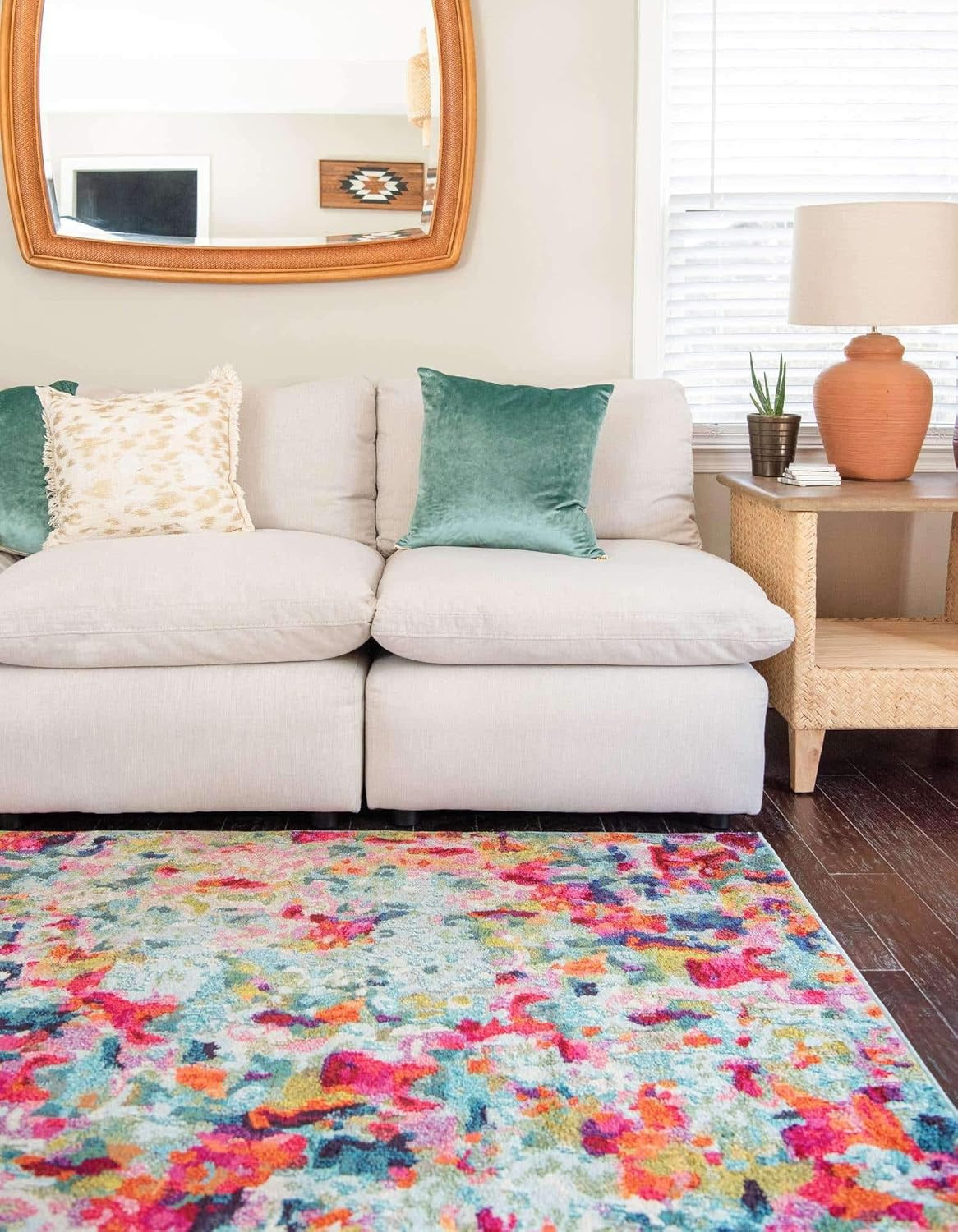 Chromatic Collection Area Rug – Champagne (4′ 1″ X 6′ 1″ Rectangle, Multi/ Blue)