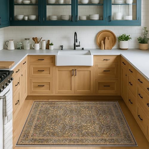 Vintage Brown 4×6 Area Rugs for Large Entryway, Bedroom Beside Rug, Kitchen,
