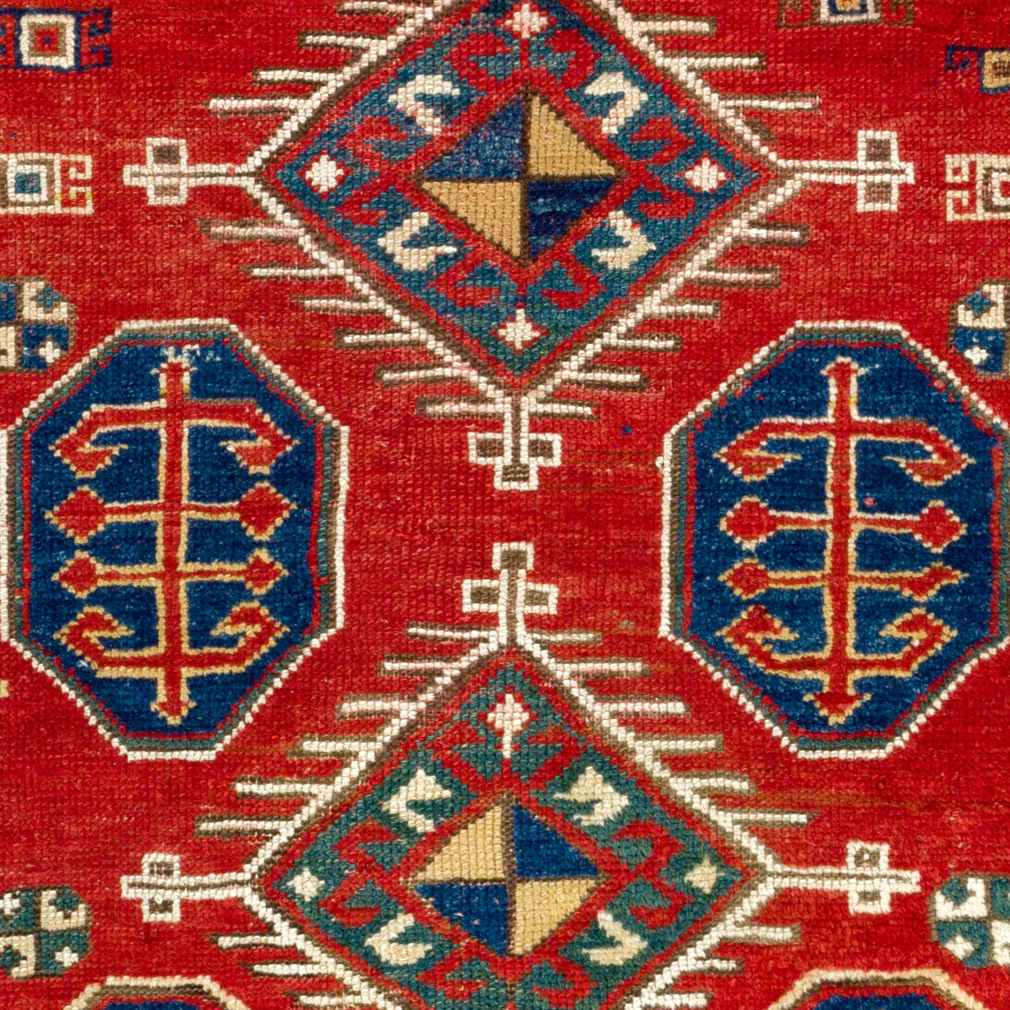 3.5×4 Ft Rare Antique Caucasian Borchalo Kazak Prayer Rug, Circa 1875