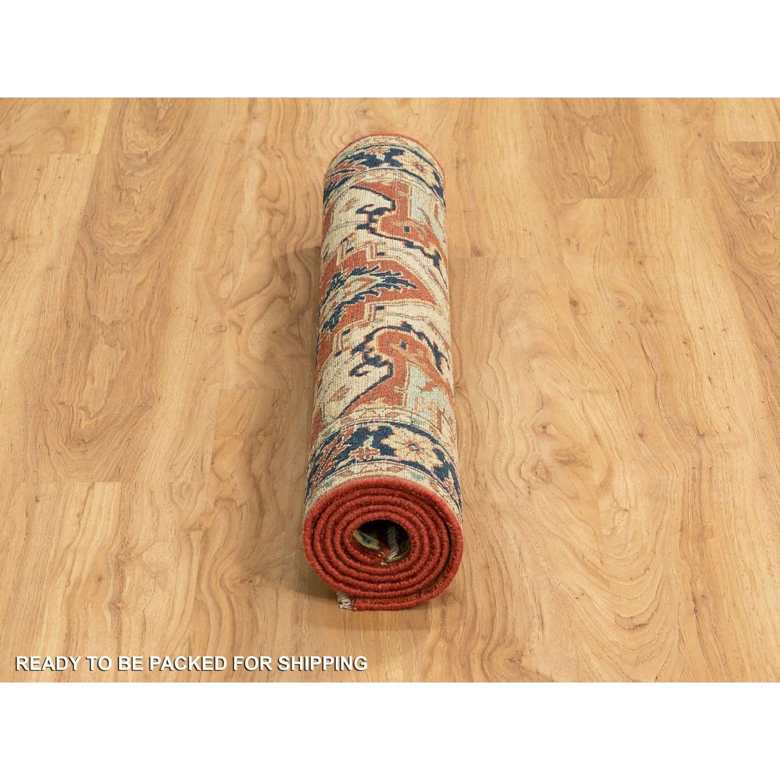 3’1″x5’2″ Soft Wool Red Antiqued Heris Re-Creation Hand Knotted Rug R62018