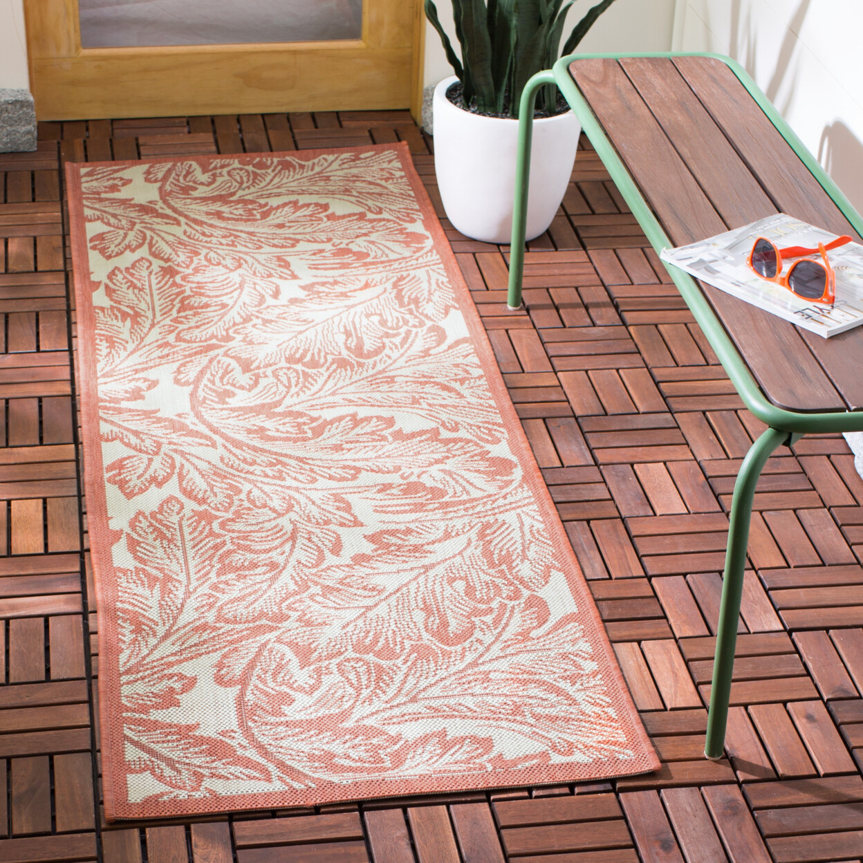 SAFAVIEH Outdoor CY2996-3201 Courtyard Natural / Terra Rug