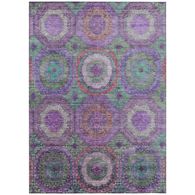 HomeRoots 630201 3 x 5 ft. Purple Teal Blue & Lime Green Geometric Washable T…