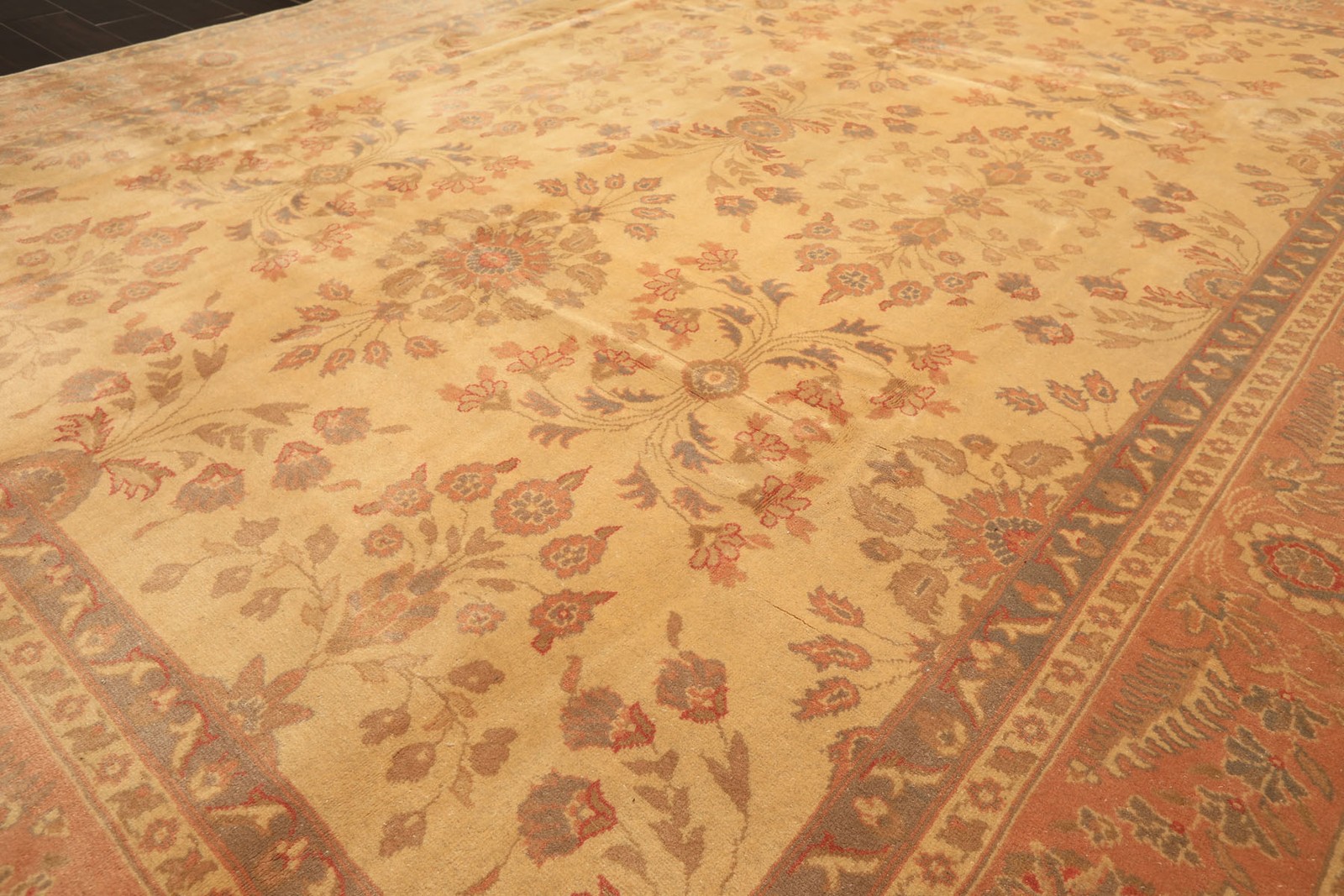 8’11”x11’6″ Hand Knotted Wool Beige Blush Oushak Silky Sheen Rare Egyptian Rug
