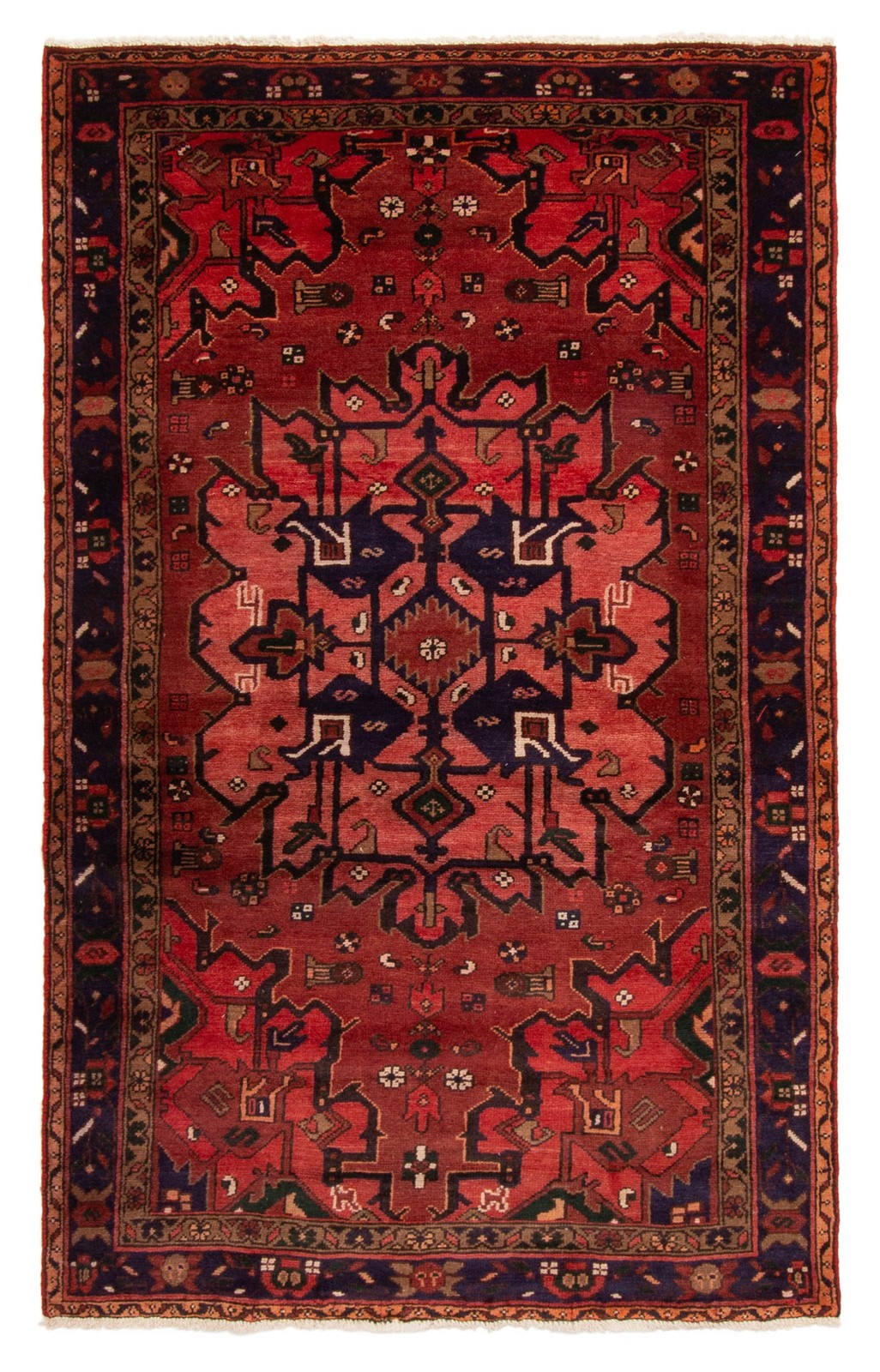 Vintage 4’3″ x 6’9″ Traditional Hand Knotted Vegetable Dye Wool Area Rug
