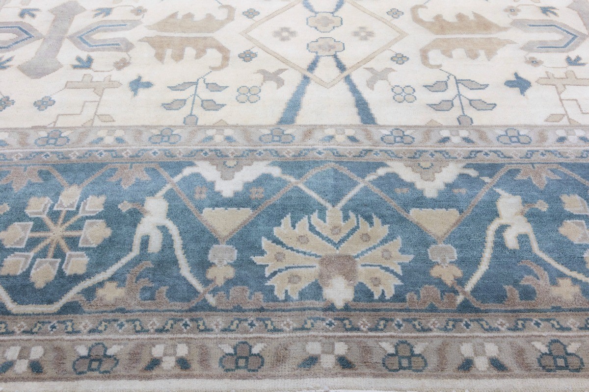 Hand-Knotted Floral Palatial Oushak Rug Oversized Oriental Decor Carpet 12X18 ft