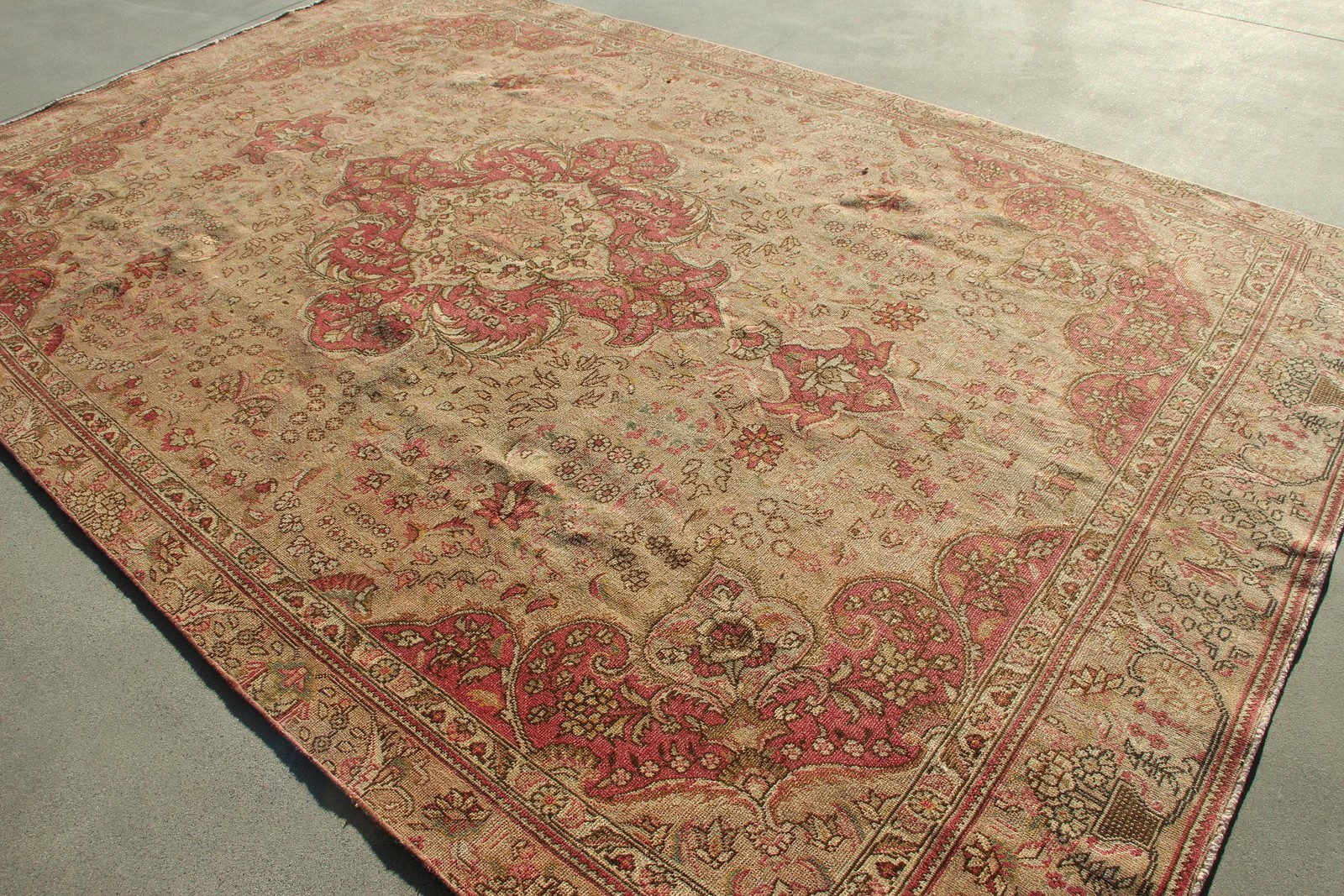 7,6×11,5 ft Turkish Rug, Red Floral Vintage Wool Rug
