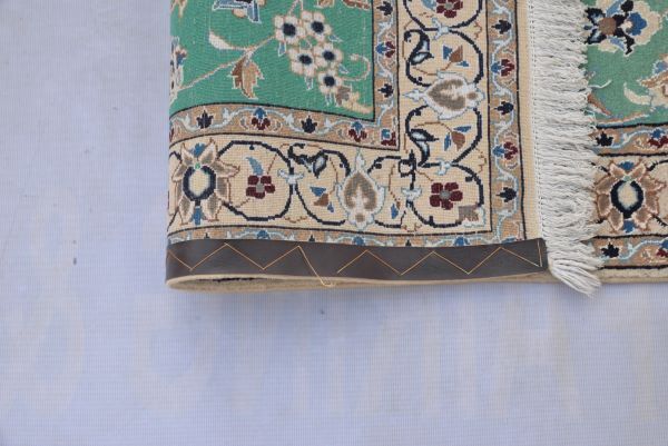 Authentic Oriental Traditional Hand Knotted Flora Cream Border Wood Pile Turkish